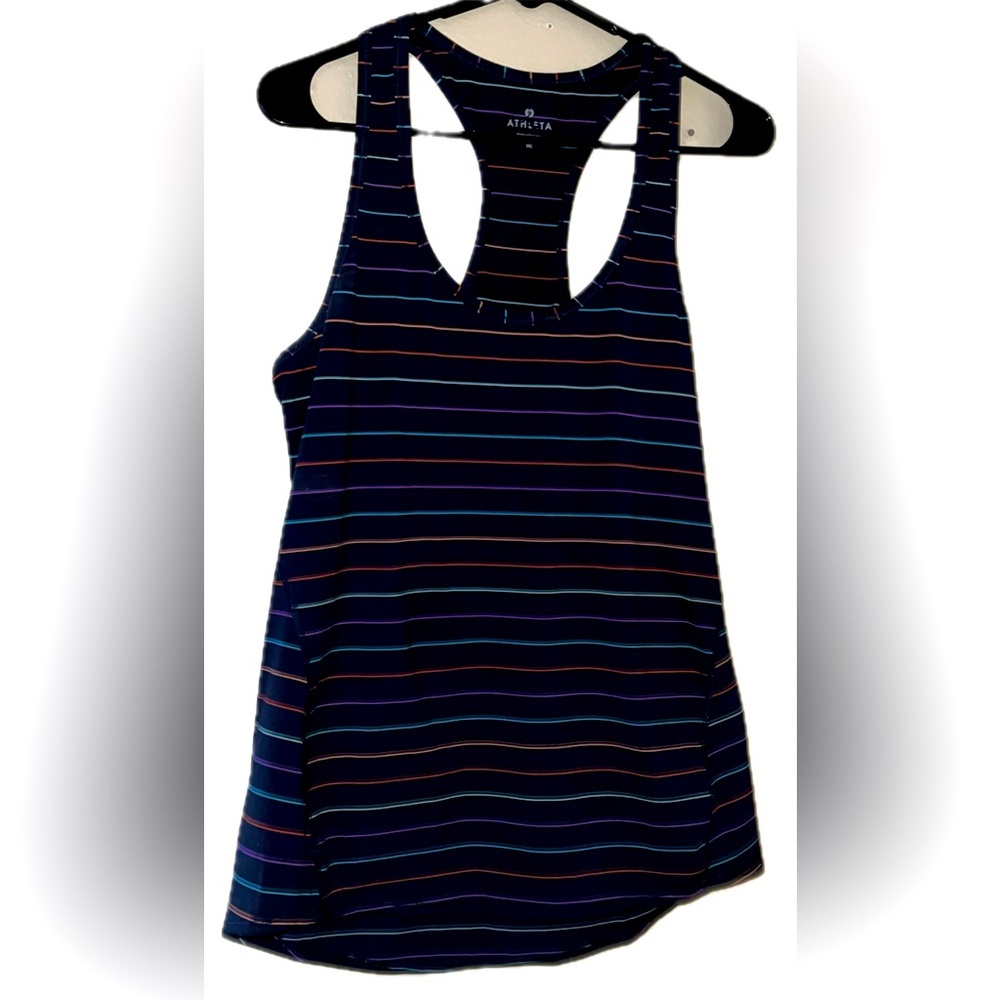 Athleta Women's Athletic Racerback Tank Top Striped - Navy/Multicolor M